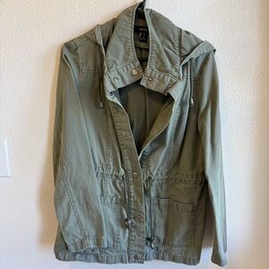 Forever 21 Olive Green Utility Jacket Hooded Lightweight Anorak Women’s S